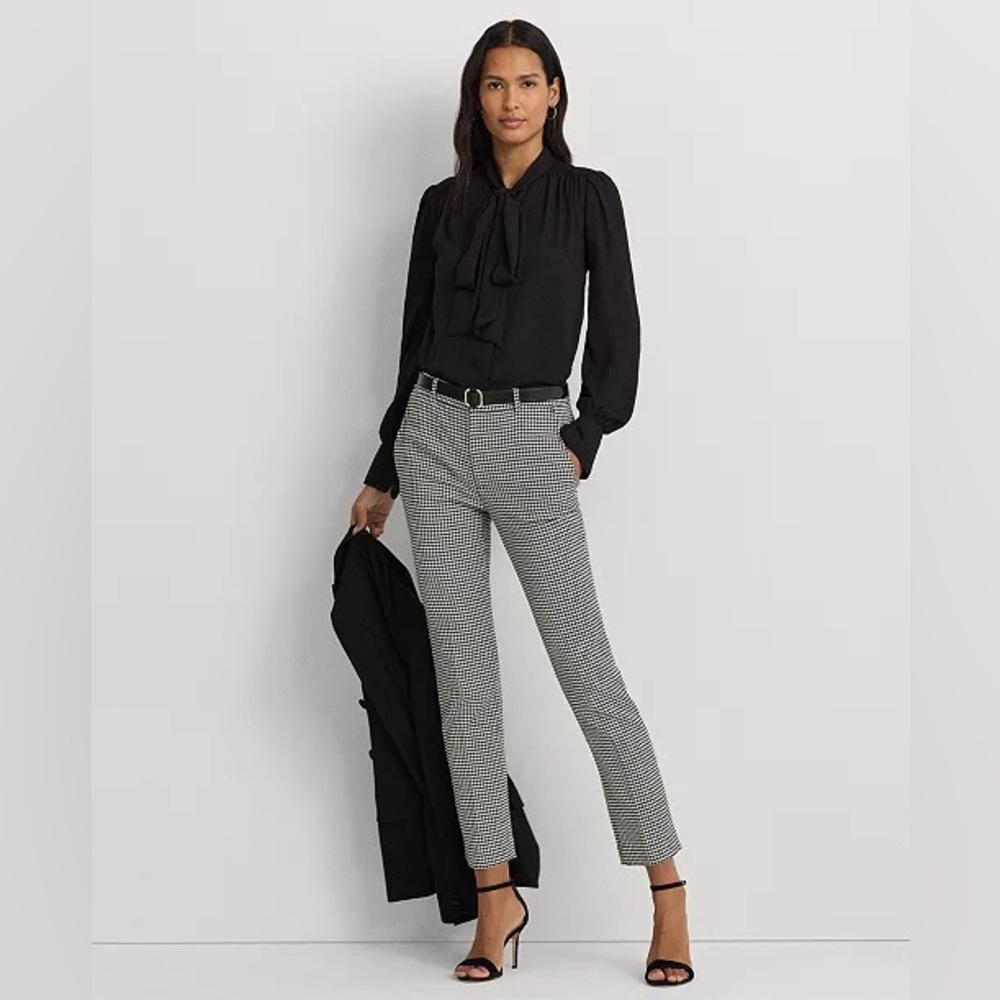Slim Black & White Cropped Trousers Size 2